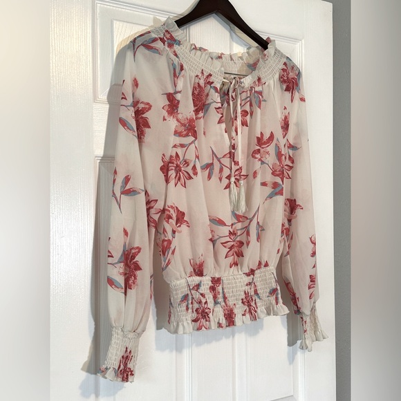 Flying Tomato Floral Sheer Polyester Ruffled Blouse Woman’s Size M NWOT Preppy - Picture 2 of 13